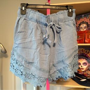 Very J light blue Lace Accent Shorts size Small